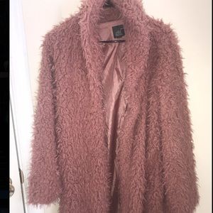 A purple furry coat